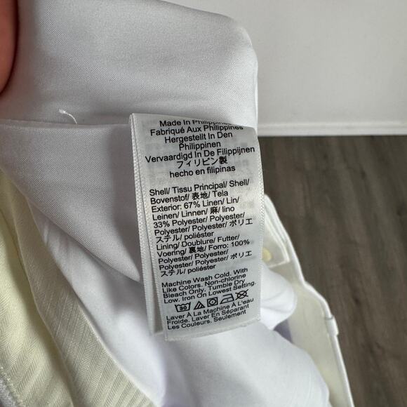 J.Crew Carolina Flare Pants Womens 20 White Stretch Linen Blend High Rise Lined - Picture 7 of 8